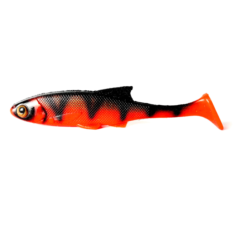 armada sneaky roach is a pike jig of 21cm. With a large paddling tail it has attracted many large pike. red tiger