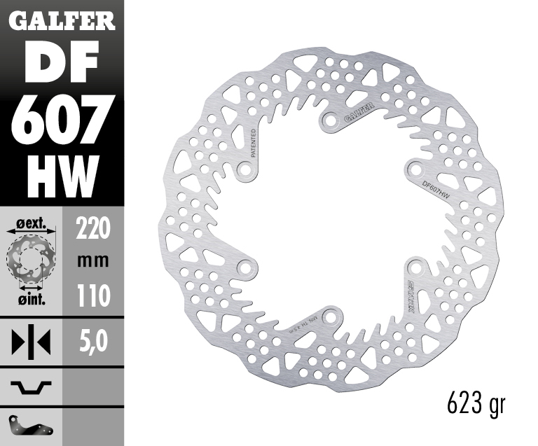 Galfer Shark Bromsskiva bak 220mm - KTM/HQ/GasG 03/14- 85SX 21-, Husaberg 00 - 2