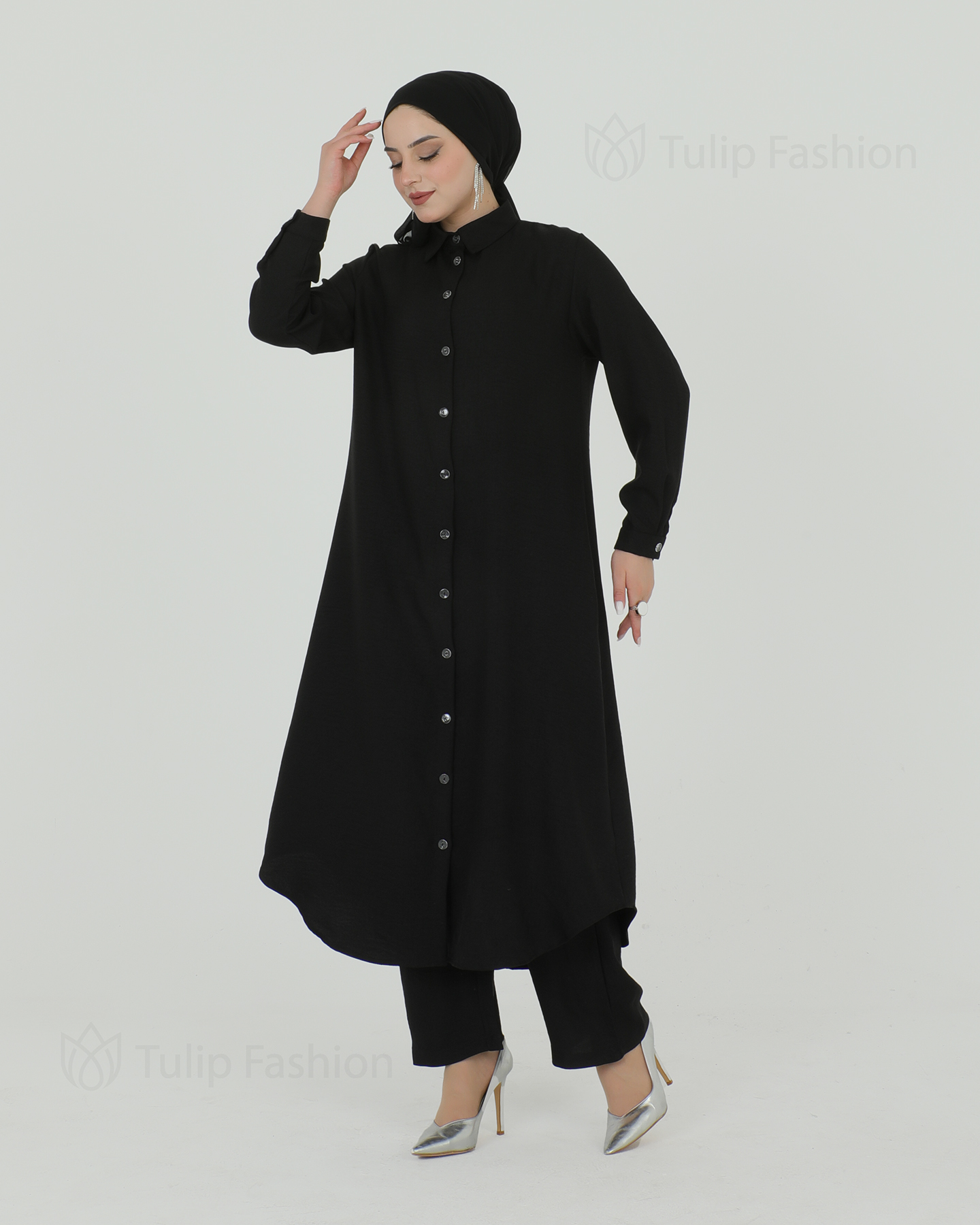 Long Shirt 3 piece set - Black - 2