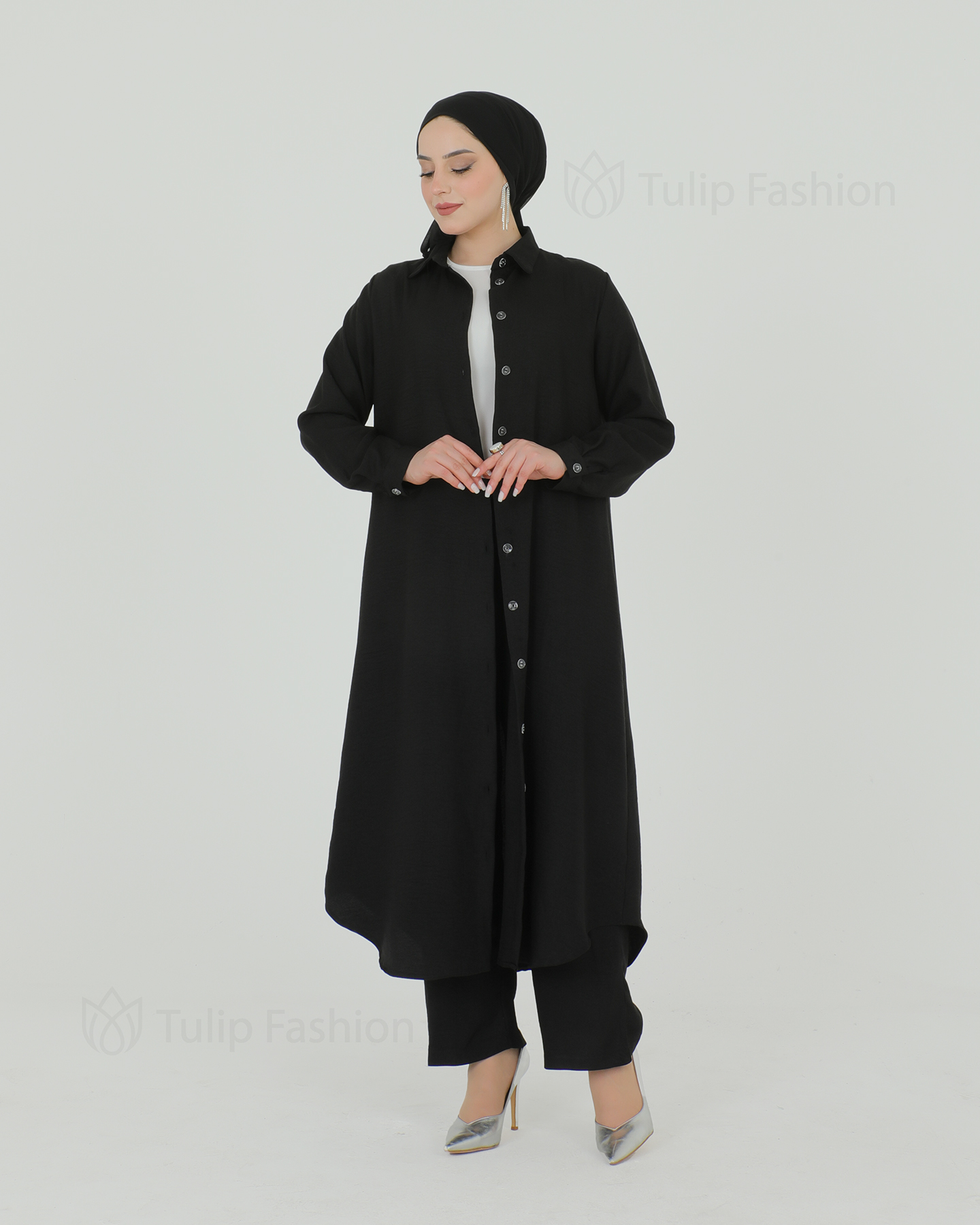 Long Shirt 3 piece set - Black - 5
