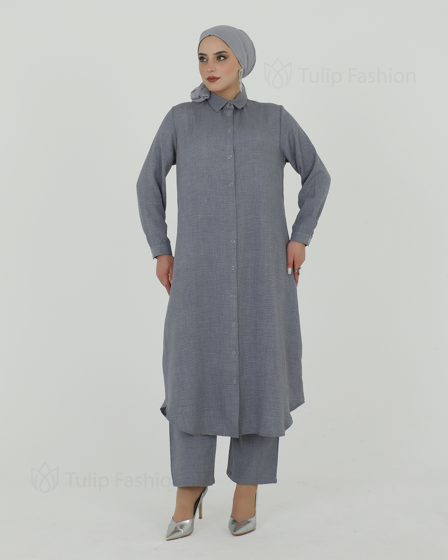 Long Shirt 3 piece set - Gray - 4