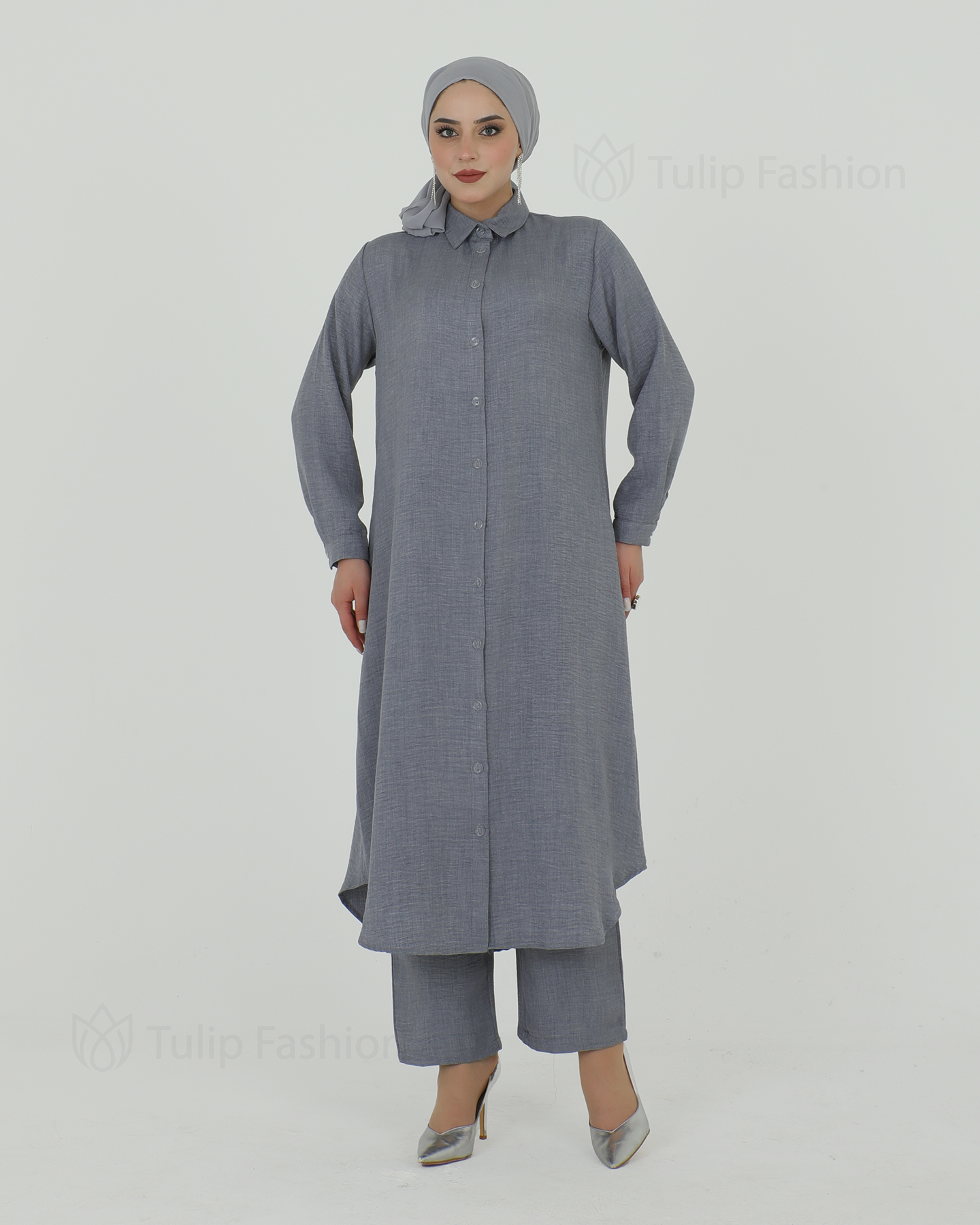 Long Shirt 3 piece set - Gray - 3