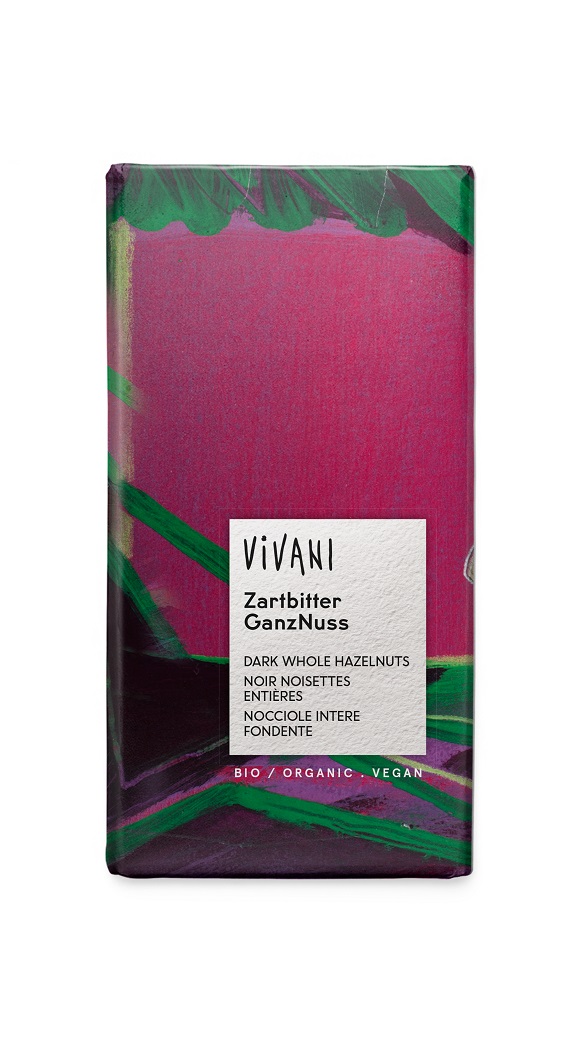 Choklad mörk hel hasselnöt Vivani eko. 100gr