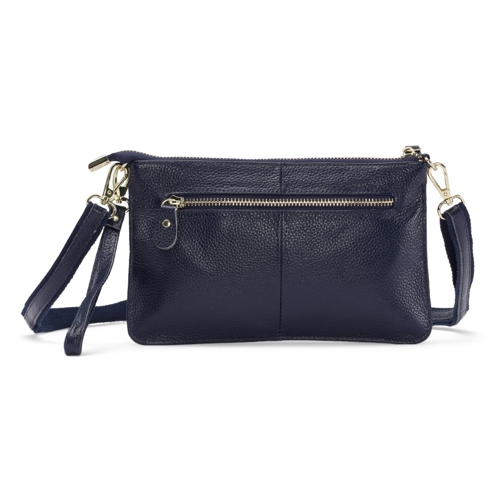 Clutch leather navy blue