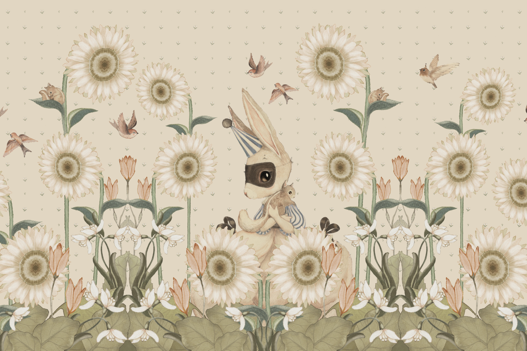  Mrs Mighetto tapet Sunflowers for Gittan vit - 2