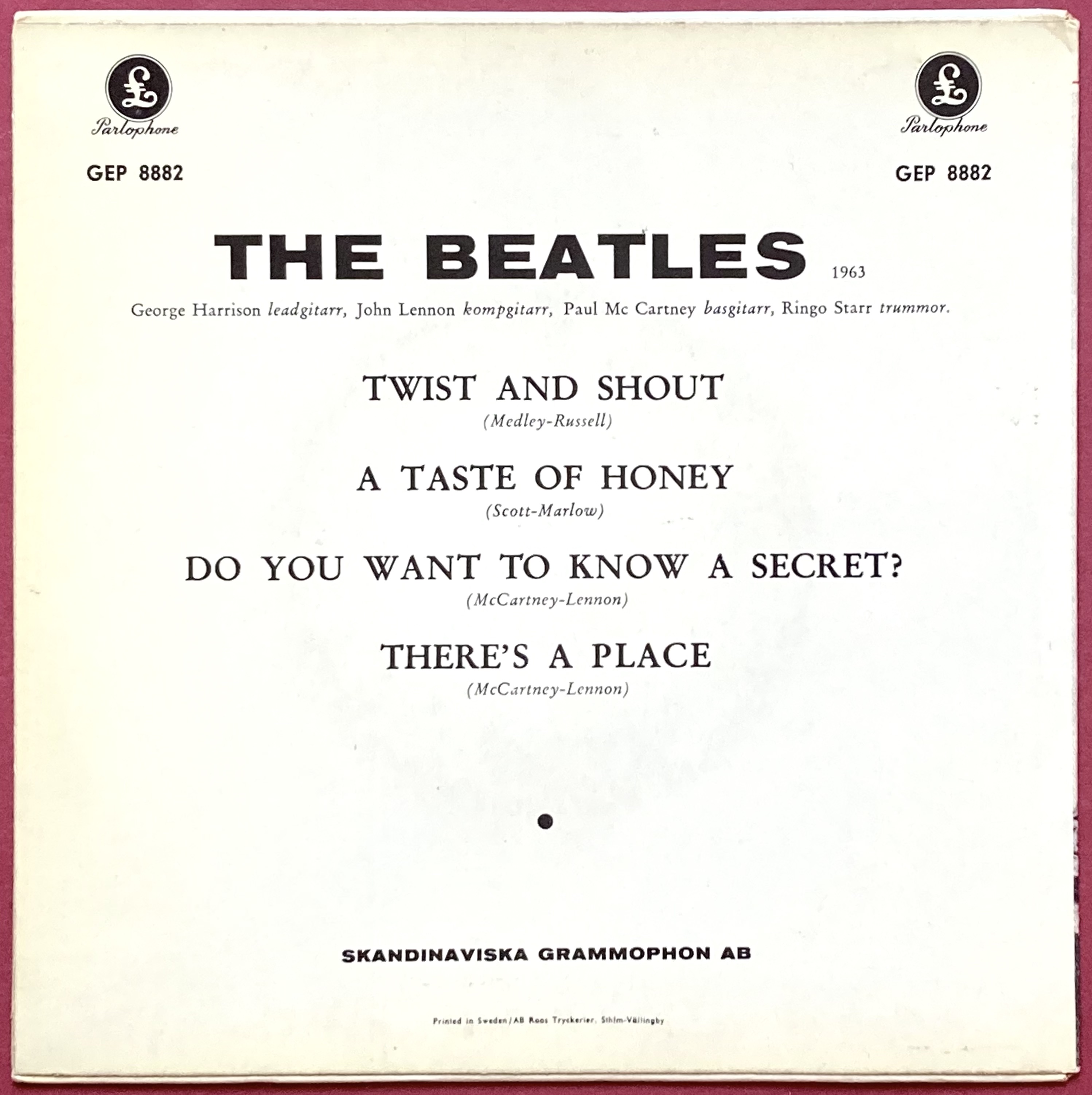BEATLES - Twist and shout +3 Swe EP 1963 - 2
