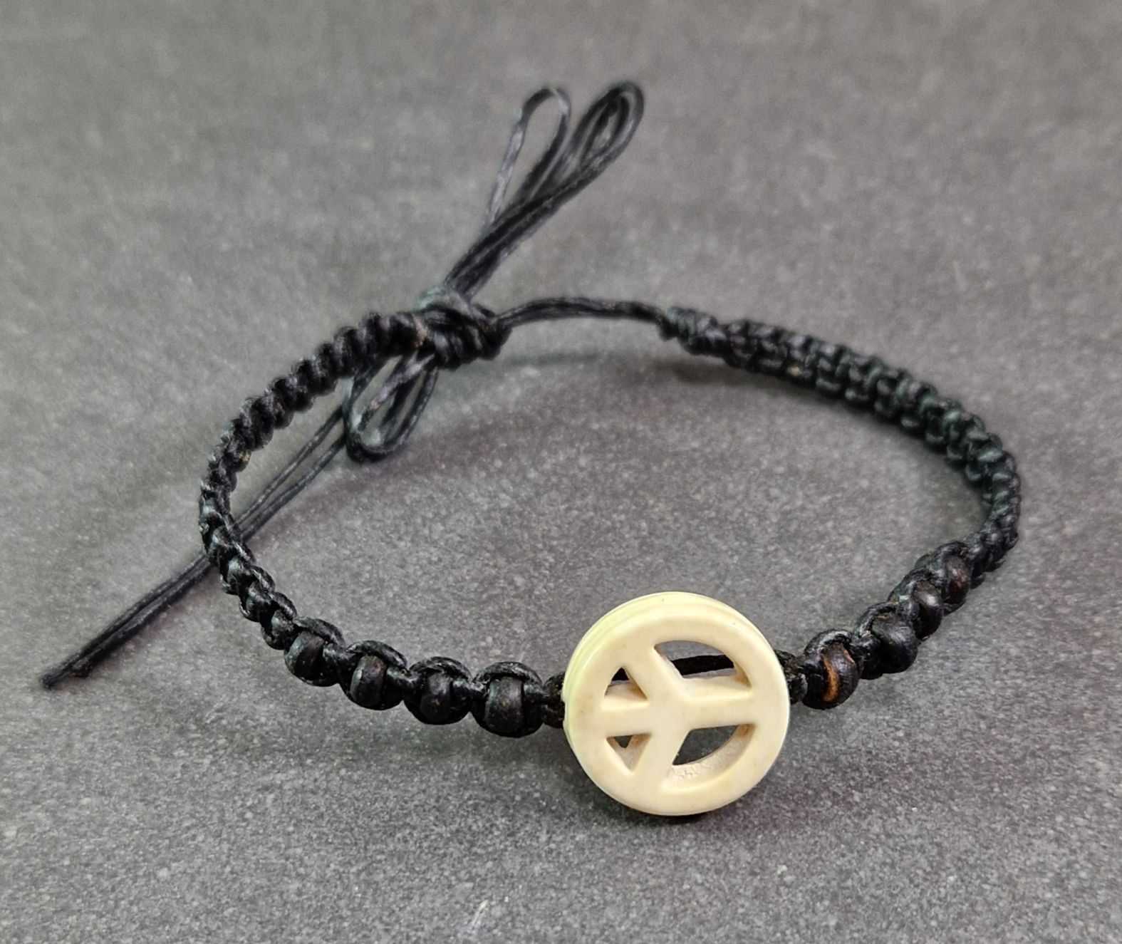 Vävd Vaxat Nylon Armband med Peace Symbol - 2