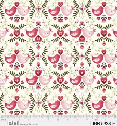 Birds & Leaves, Ecru - Love Birds (30 x 110 cm)