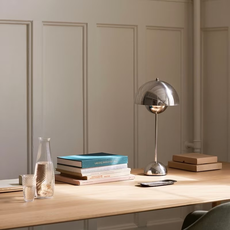 Flowerpot VP3 bordslampa, Chrome-Plated