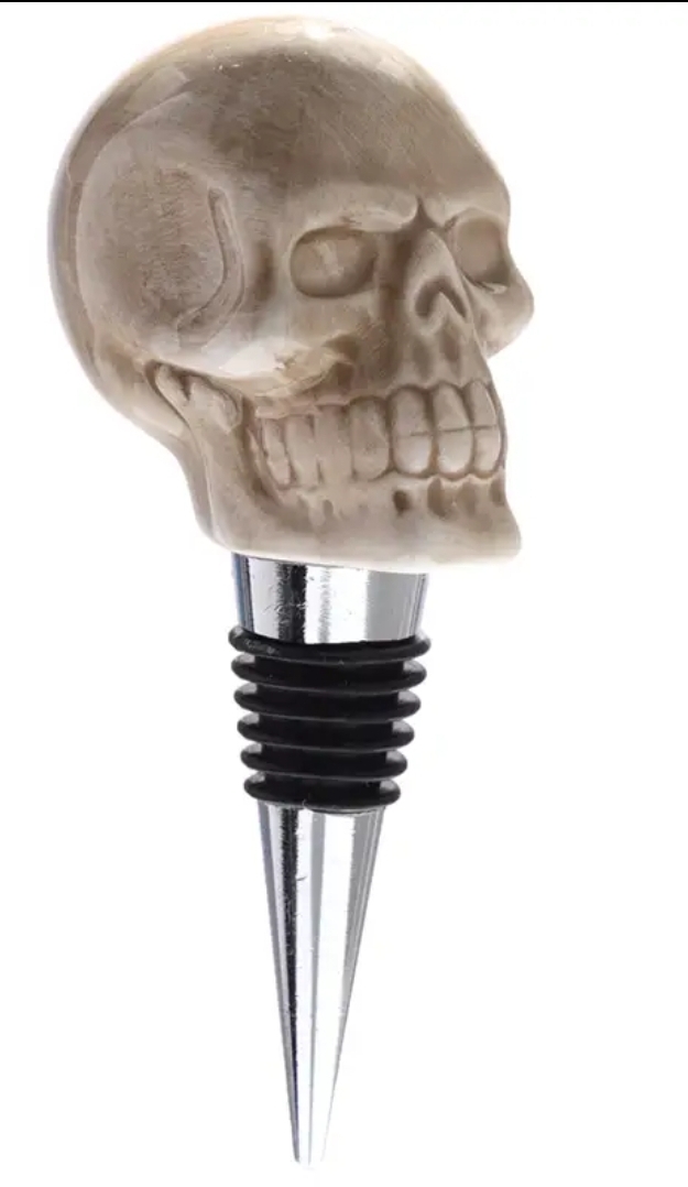 Bottle Stopper - Ceramic Skull - 3