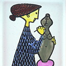 Stig Lindberg (Karneval 1958) Rectangular Dish with Painter Decor 15 cm
