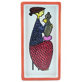 Stig Lindberg (Karneval 1958) Rectangular Dish with Painter Decor 15 cm