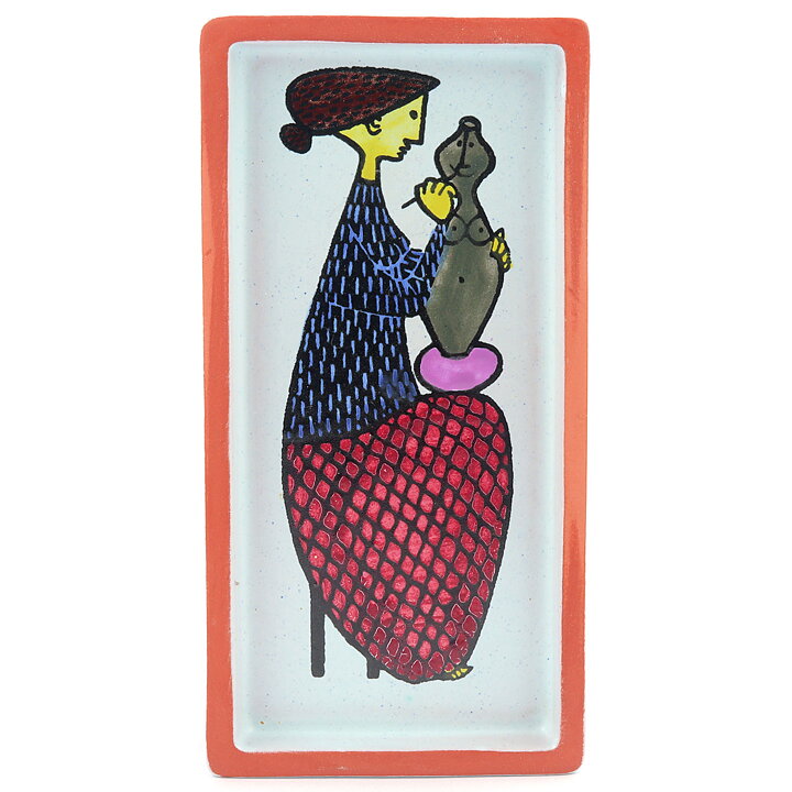 Stig Lindberg (Karneval 1958) Rectangular Dish with Painter Decor 15 cm