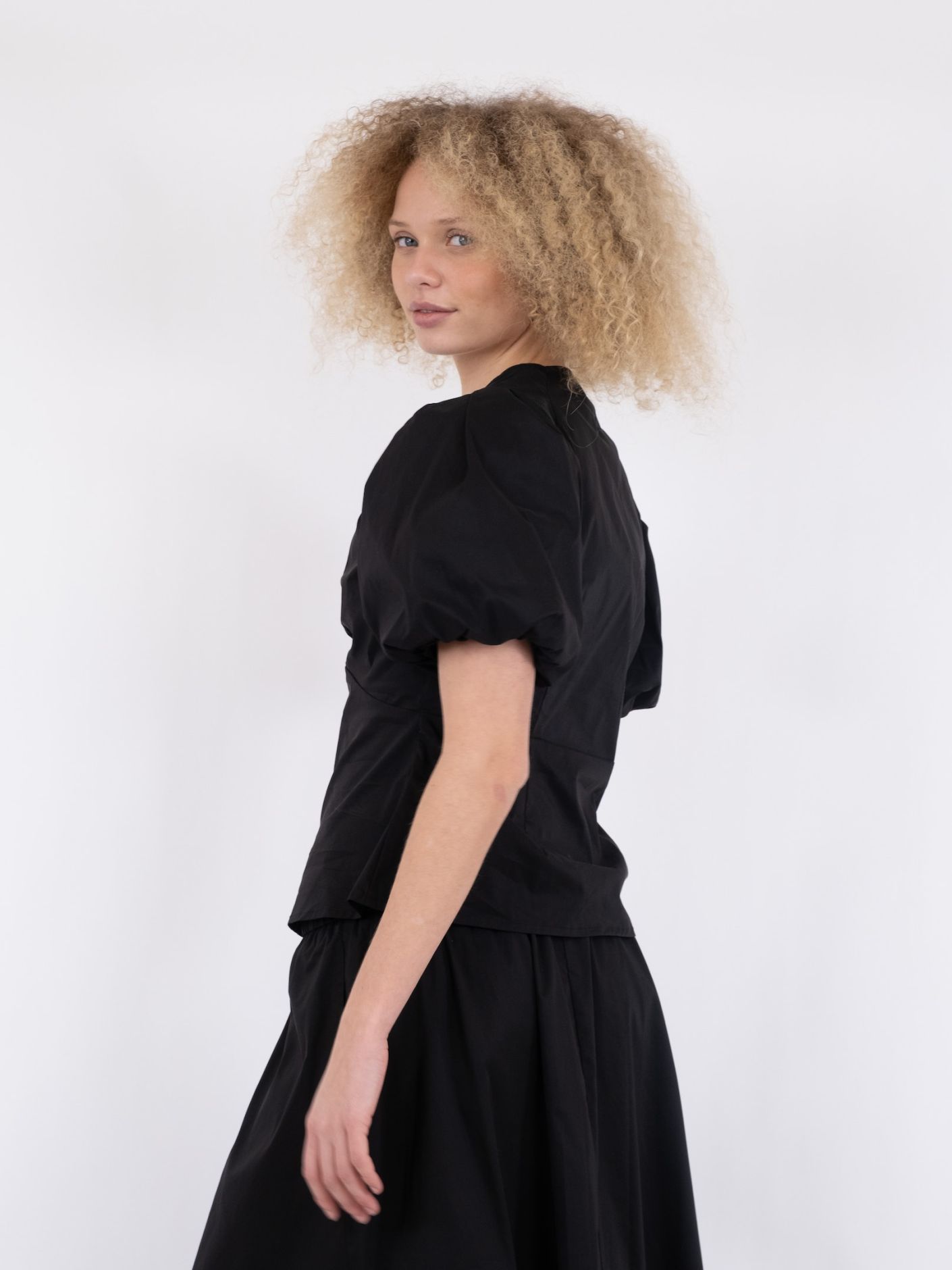 Irina Poplin Blouse Black - 5