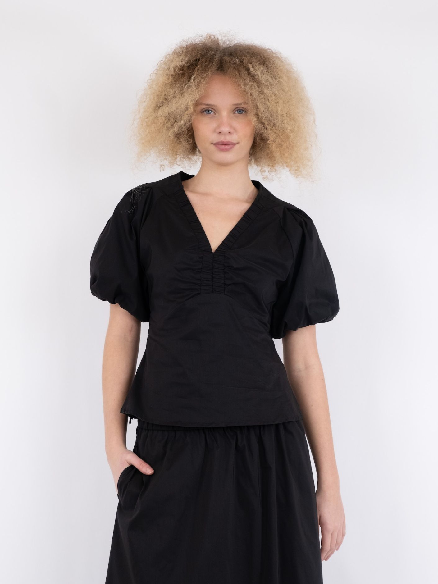 Irina Poplin Blouse Black - 4