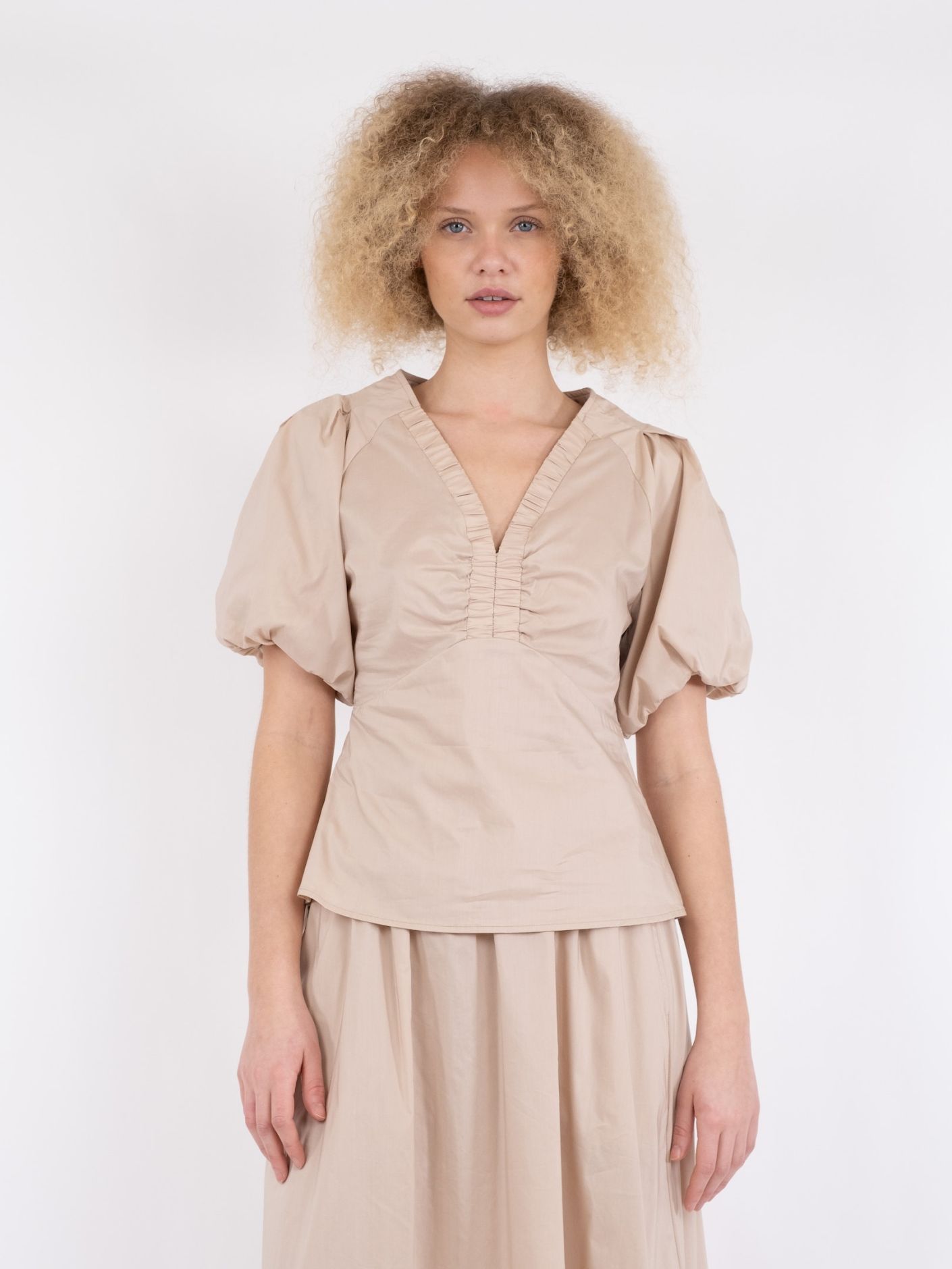 Irina Poplin Blouse Dark Sand - 3