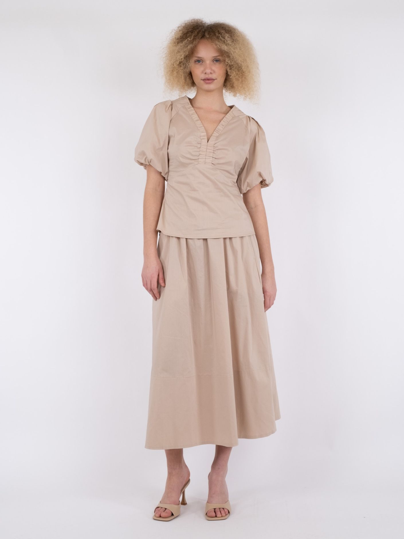 Irina Poplin Blouse Dark Sand - 4