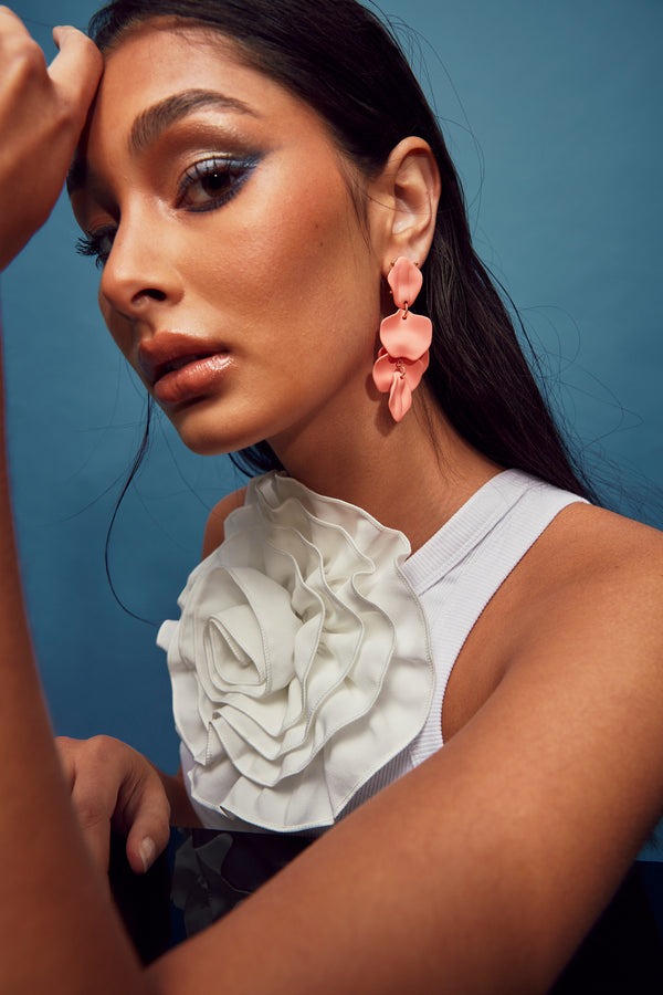 Leaf Earrings Matt Coral - 2