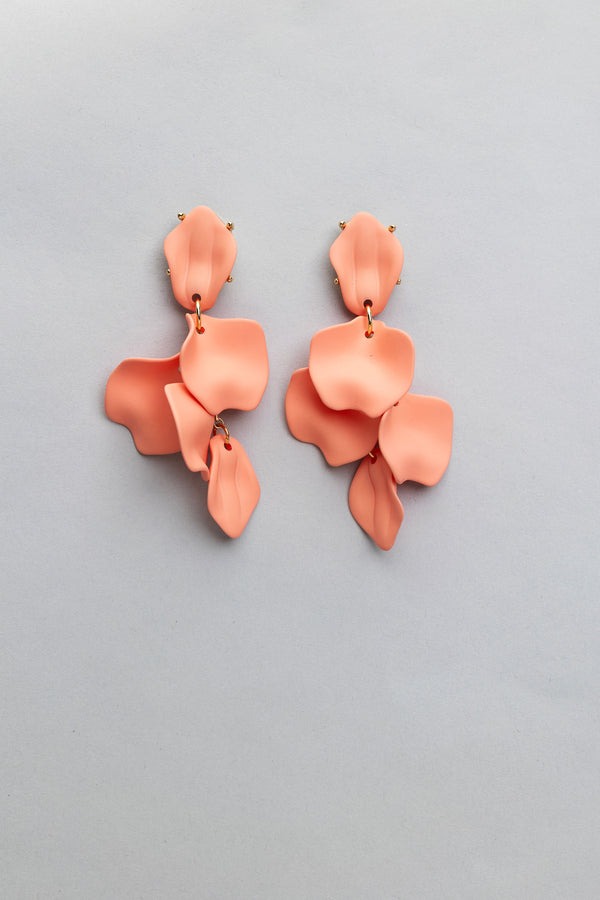 Leaf Earrings Matt Coral