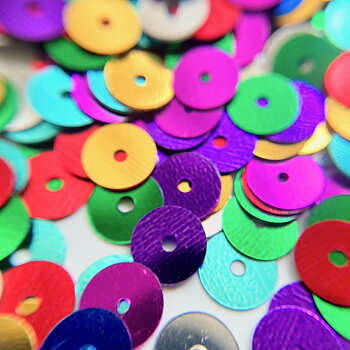 Paljetter runda 6 mm med hål mix färger