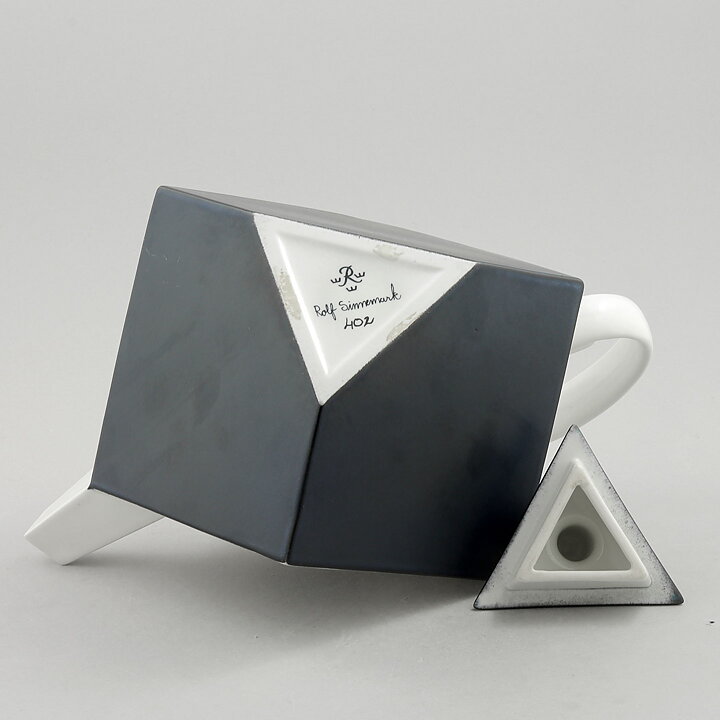 Rolf Sinnemark (Cube 1986) Black/White Teapot with Abstract Decor 26 cm
