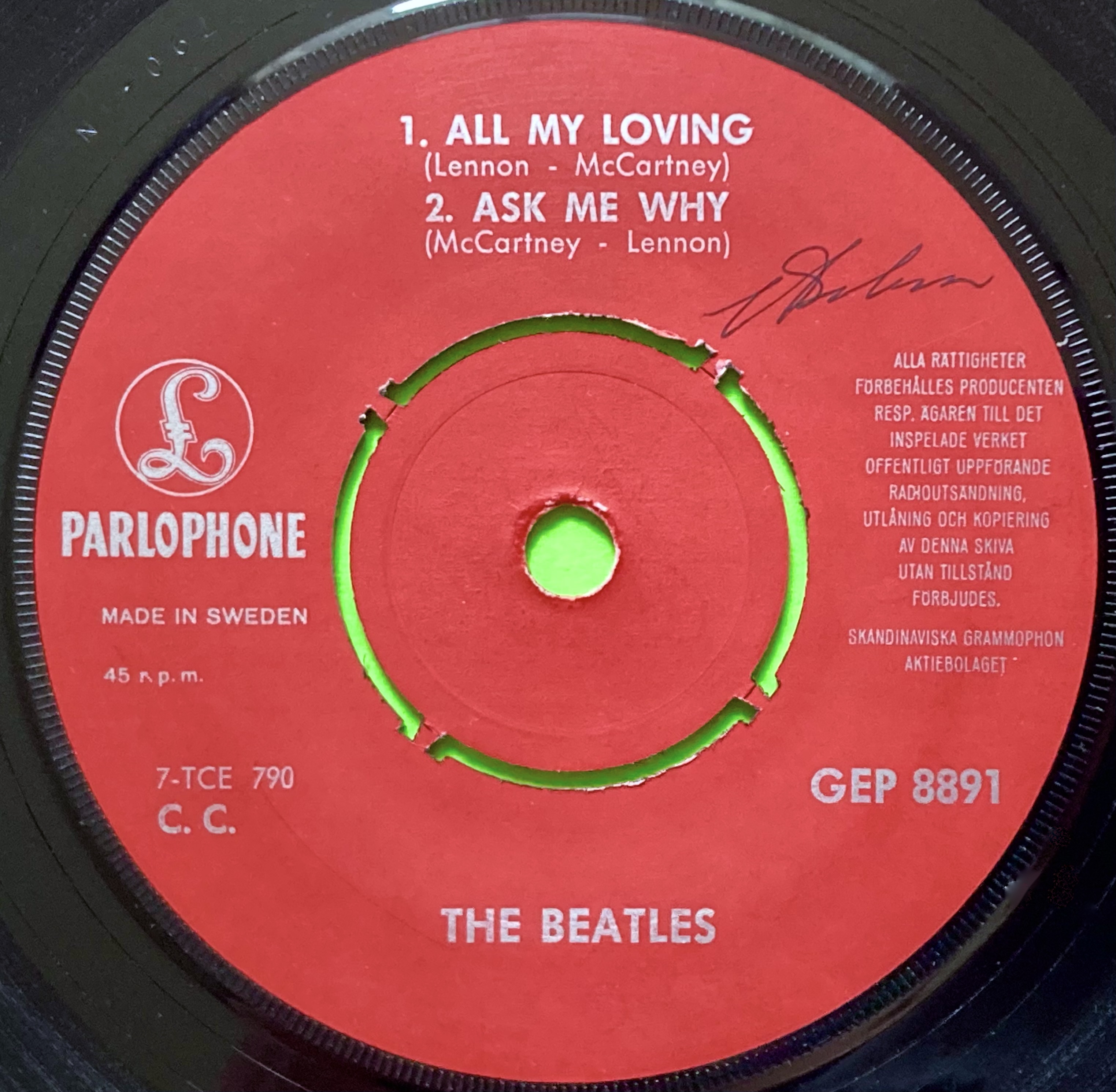 BEATLES - All my loving +3 Swe EP 1963 - 3