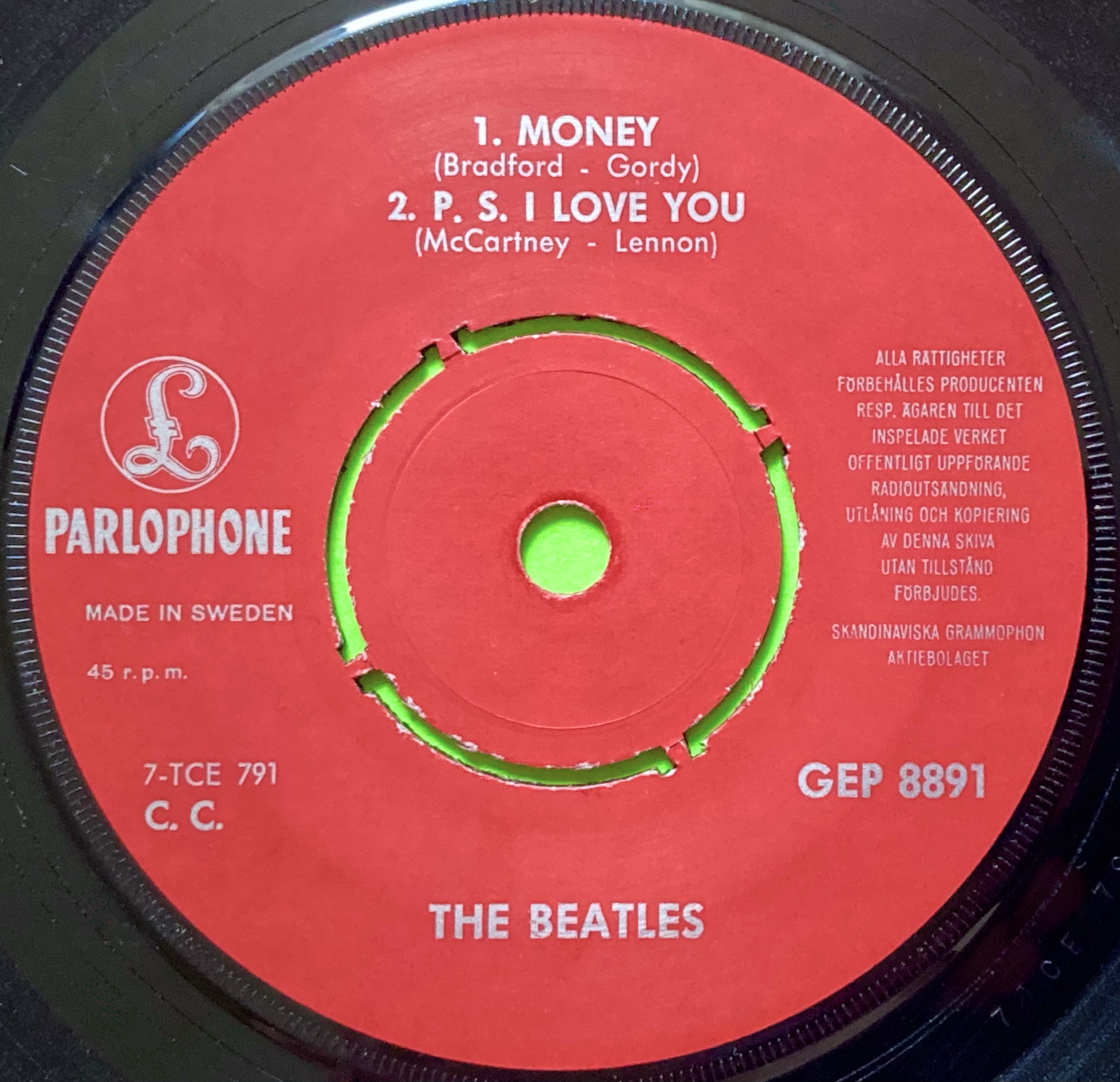 BEATLES - All my loving +3 Swe EP 1963 - 4