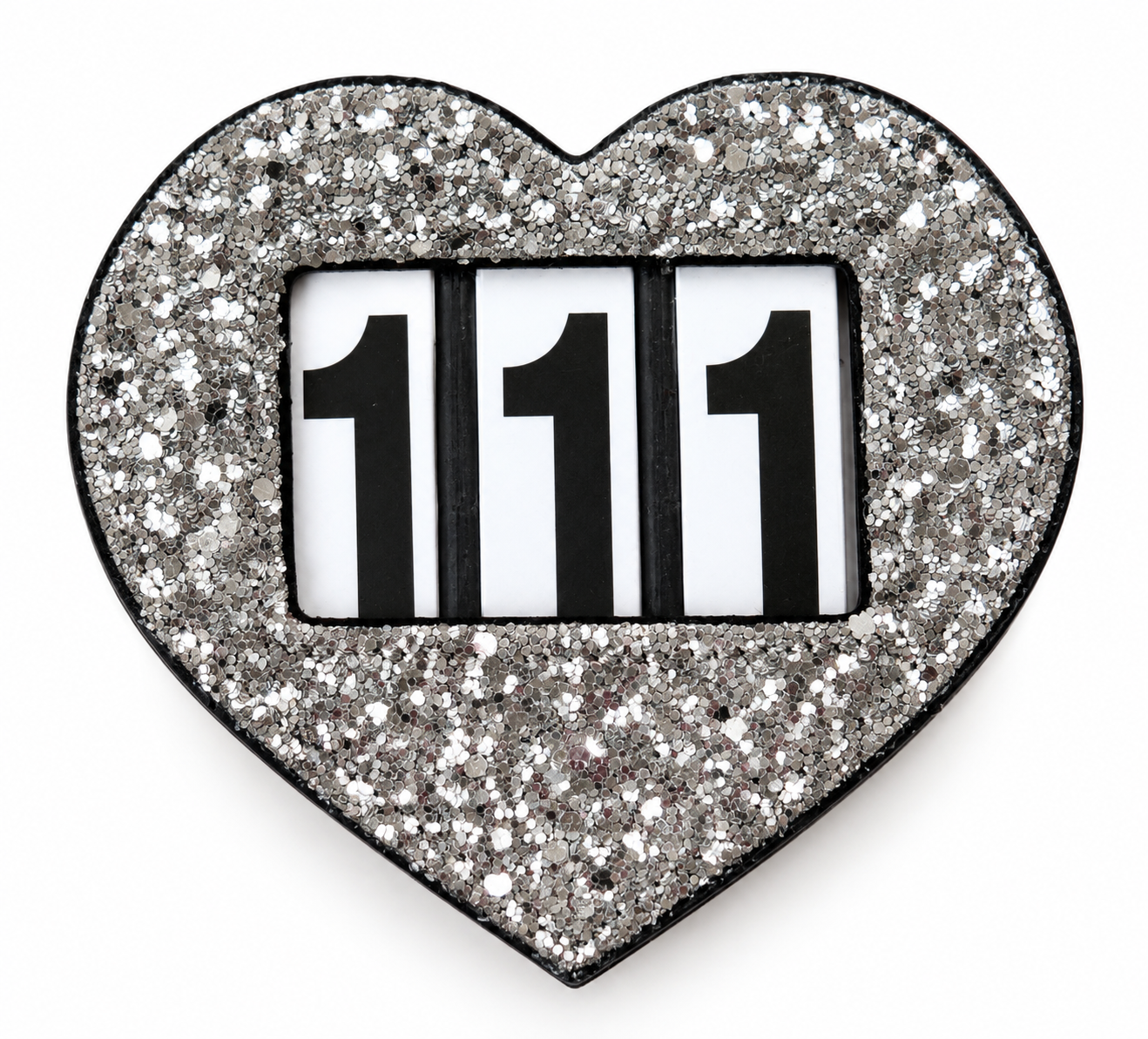 NUMBER TAGS GLITTERY HEART - 6