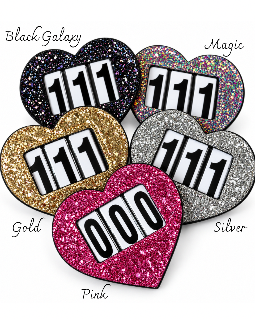 NUMBER TAGS GLITTERY HEART - 3