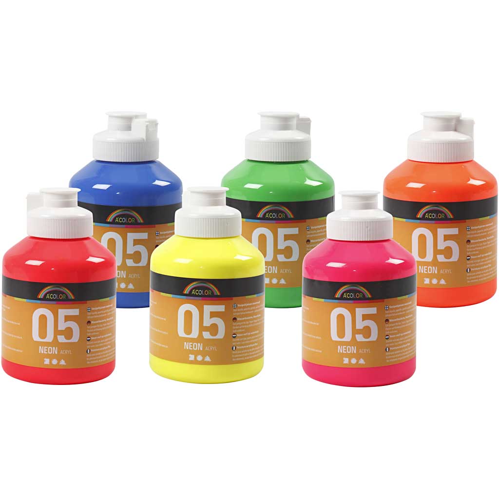 Akrylfärg Neonfärger 6x500ml