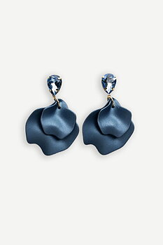 BOW19 Leaf Earrings Grey blue CZ