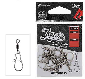 Mikado Jaws Predator Snap with Swivel 10-pack