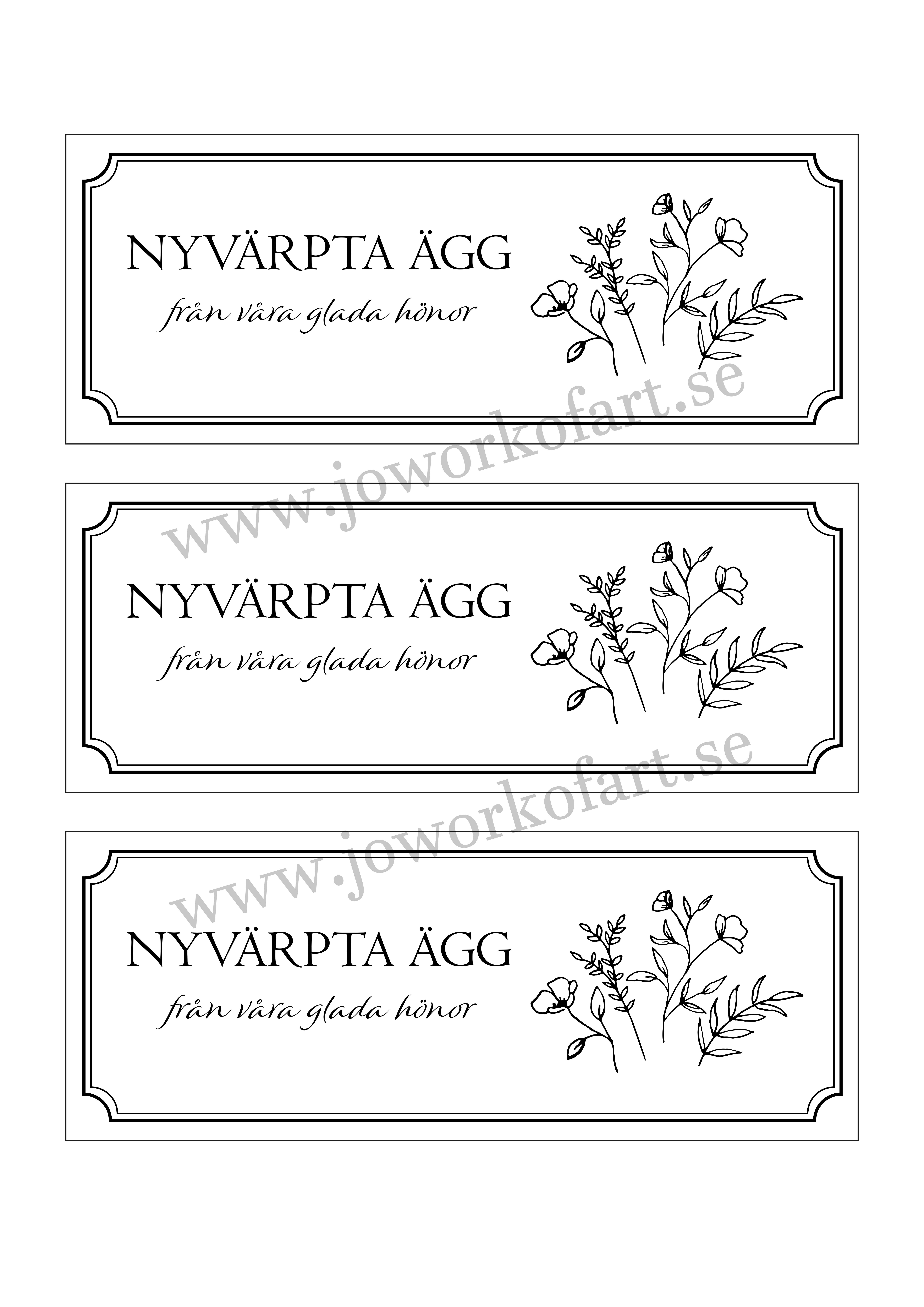 Etikett till äggkartong, Nyvärpta ägg, "Bukett", 18x7cm (Digital produkt) - 3