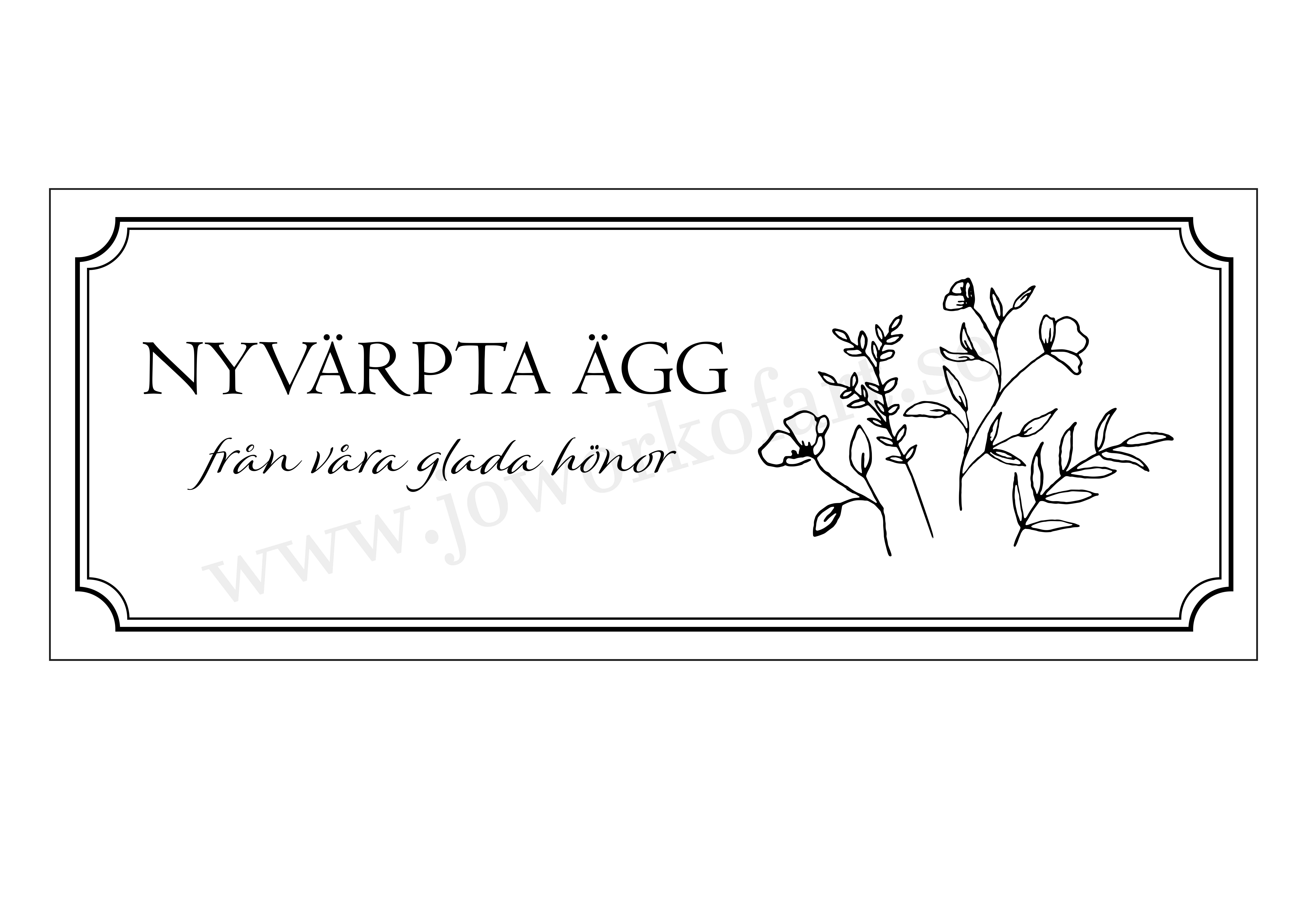 Etikett till äggkartong, Nyvärpta ägg, "Bukett", 18x7cm (Digital produkt) - 2
