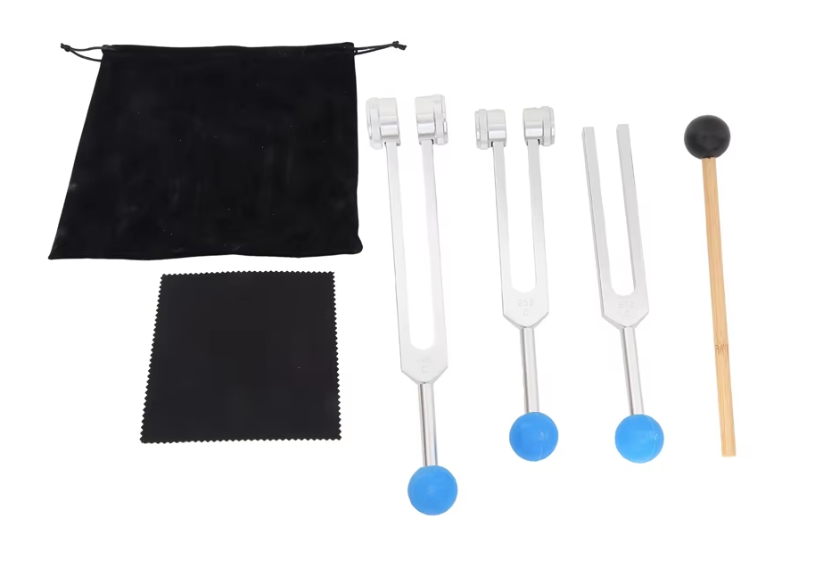 Stämgaffel Healing set med  justerbart vikter, mallet med påse  se bild