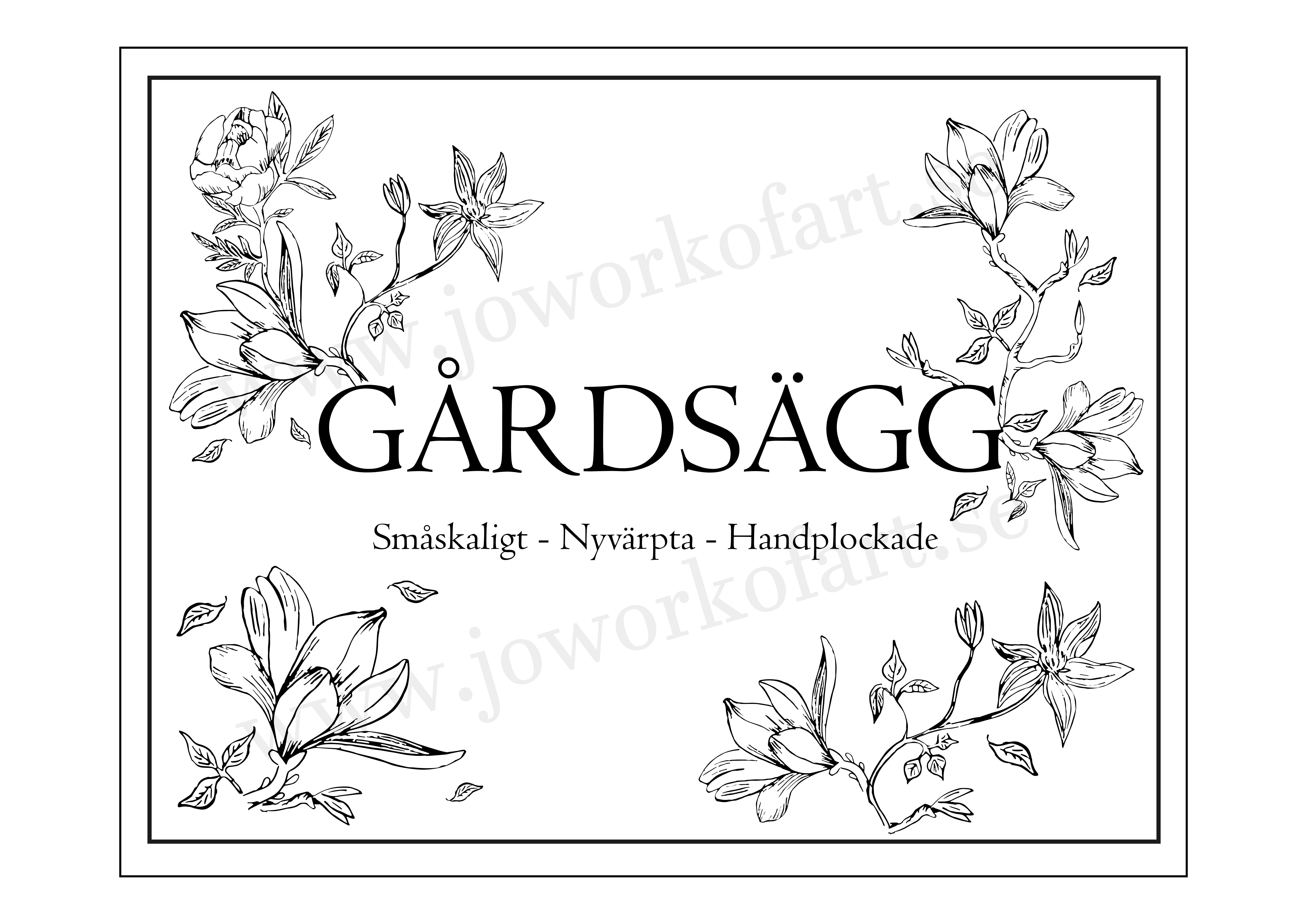 Etikett till äggkartong, Gårdsägg, "Storblommigt", 9x7cm (Digital produkt) - 2
