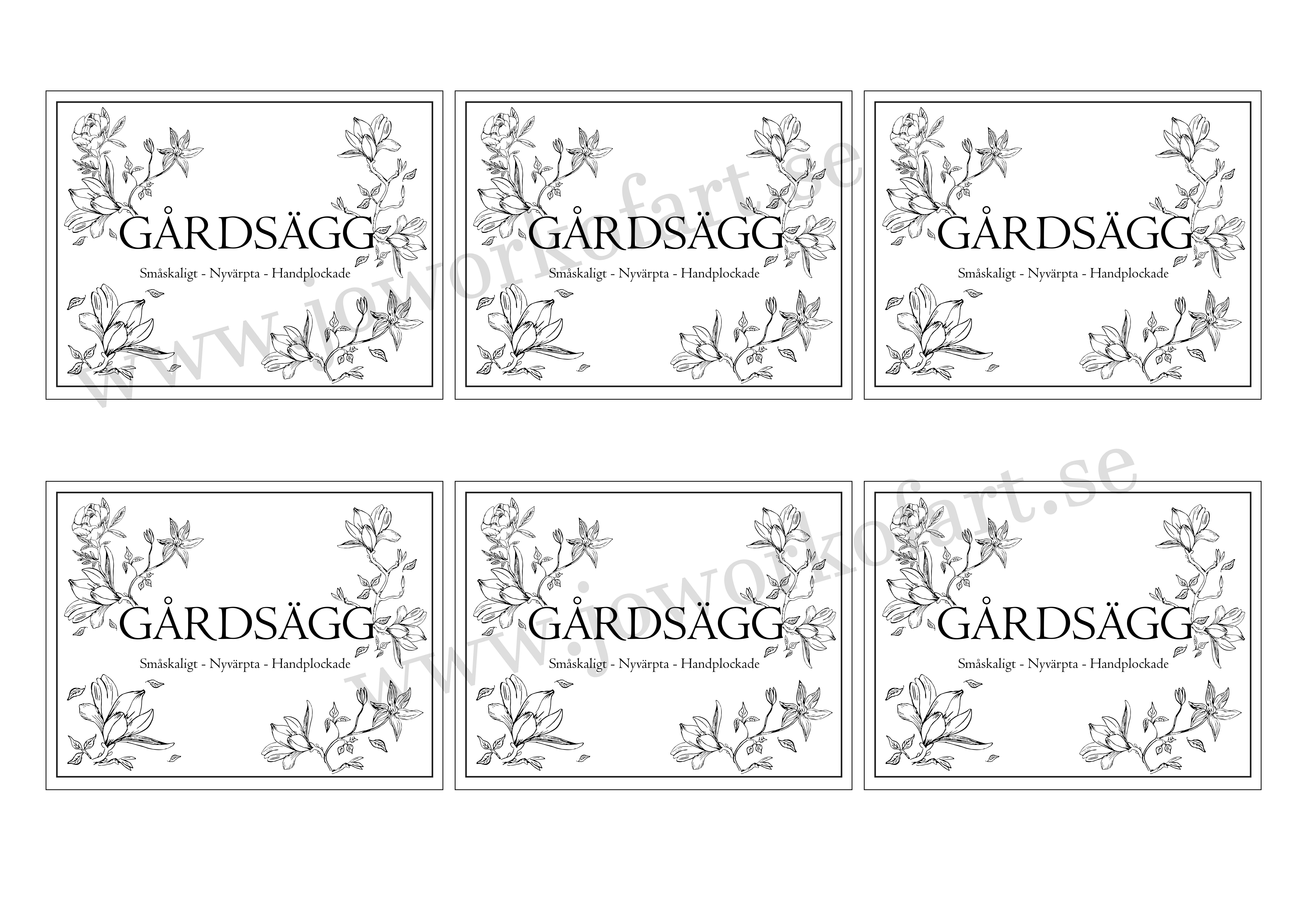 Etikett till äggkartong, Gårdsägg, "Storblommigt", 9x7cm (Digital produkt) - 3