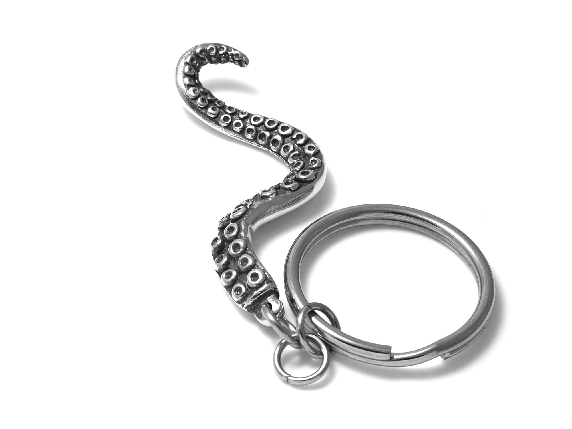 Bläckfisktentakel Nyckelring, Tentakel Accessoar, Bläckfisk Nyckelhållare i Tenn och Stål - 2