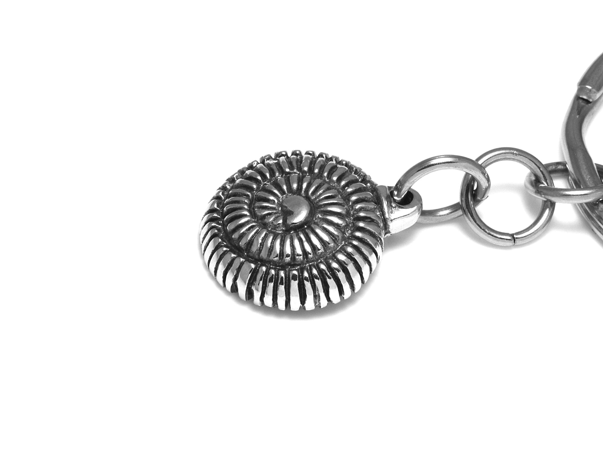 Ammonit Nyckelring, Fossil Accessoar, Djur Nyckelhållare i Tenn och Stål - 2