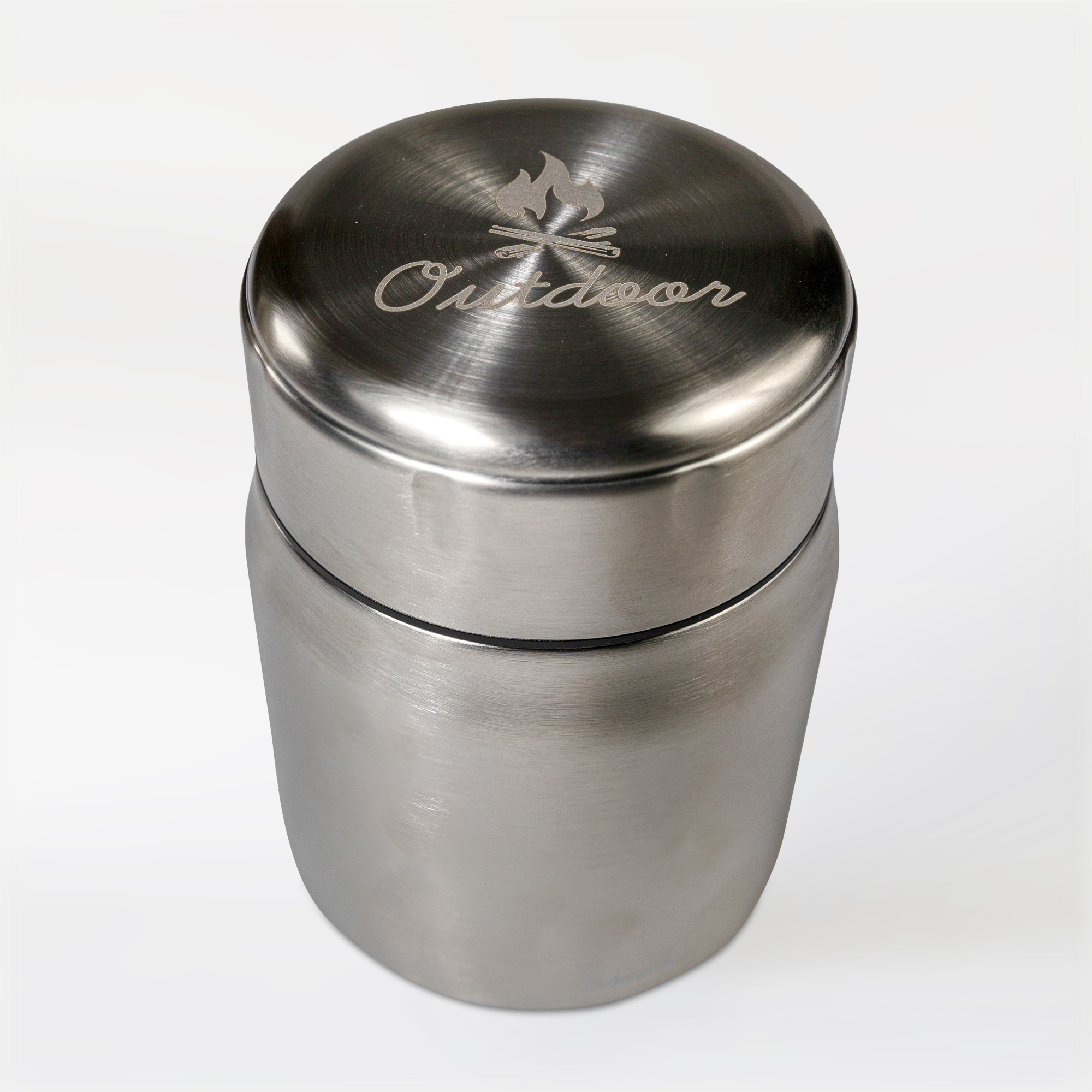 Mattermos 0,5 liter med gravyr outdoor i locket vy från ovan