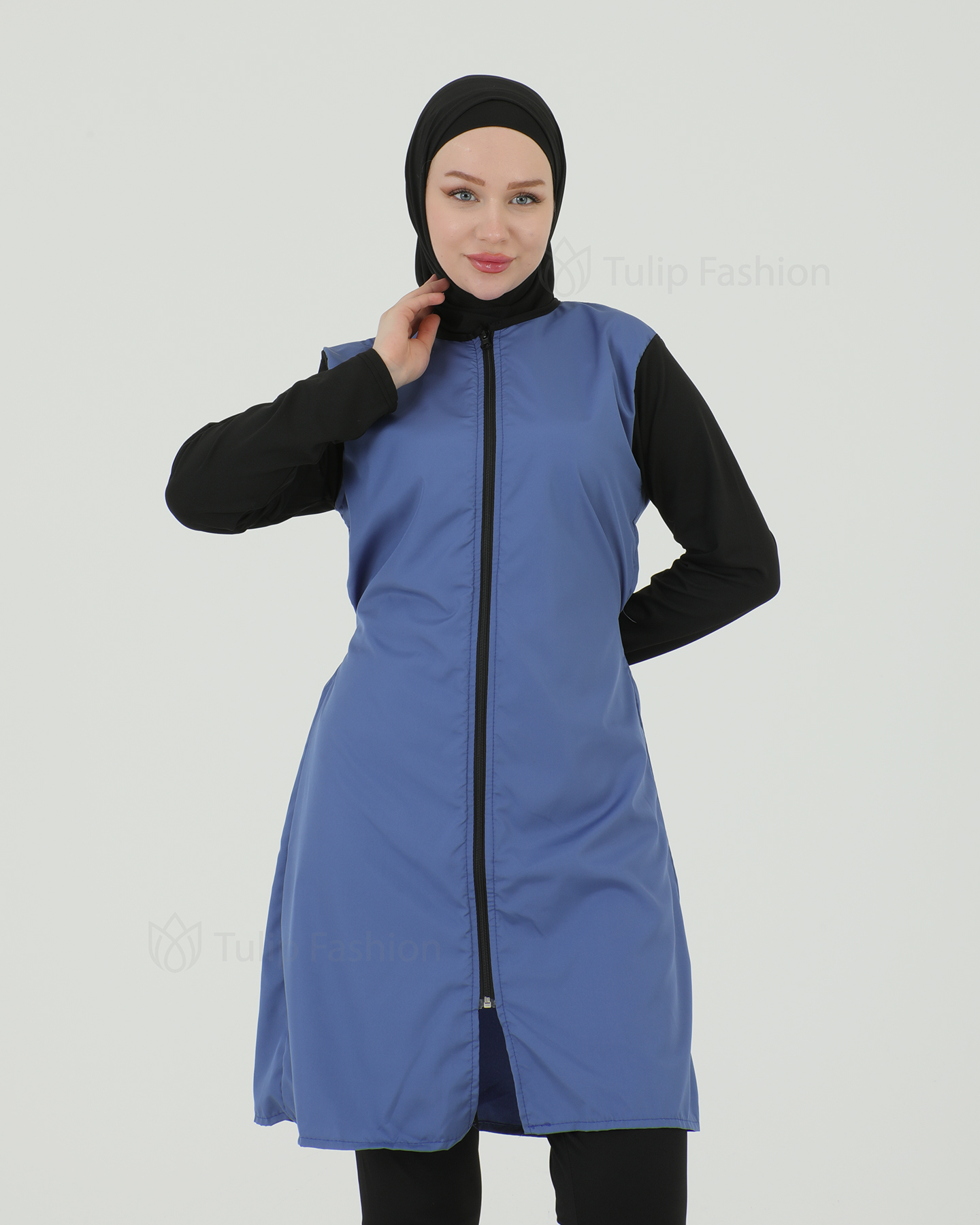 Muslim Swimsuit with hijab - Blue - 4