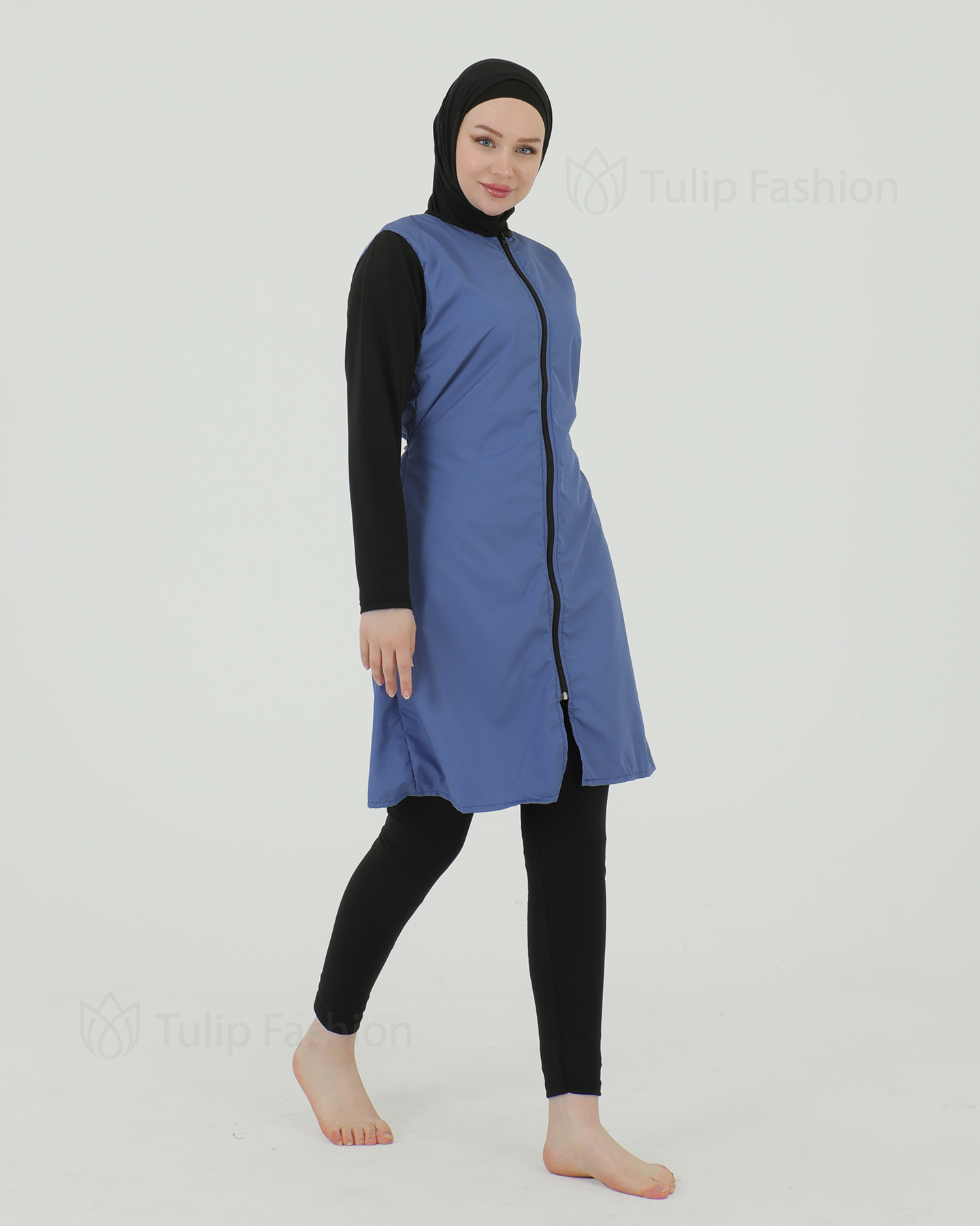 Muslim Swimsuit with hijab - Blue - 3