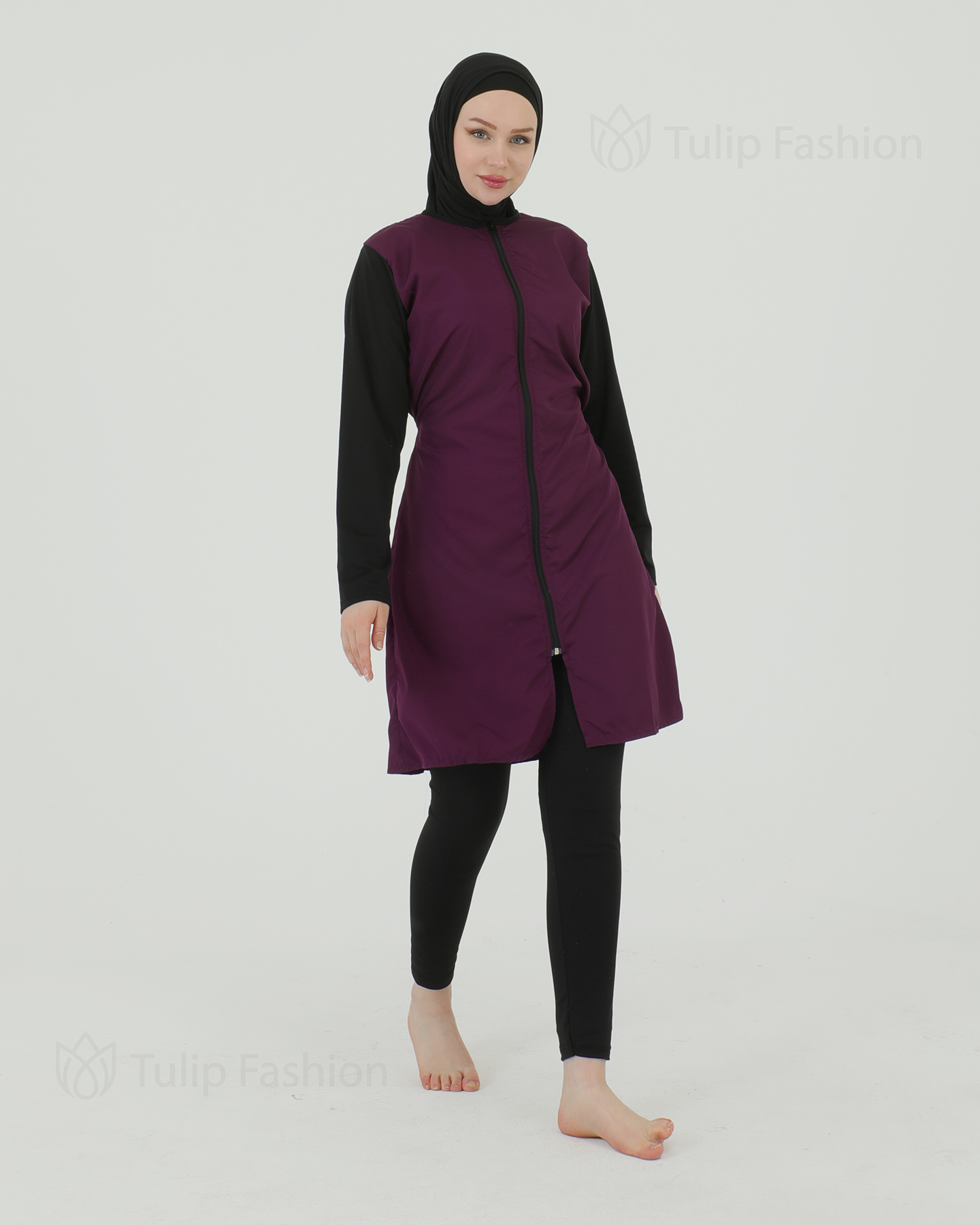Muslim Swimsuit with hijab - Purple - 3