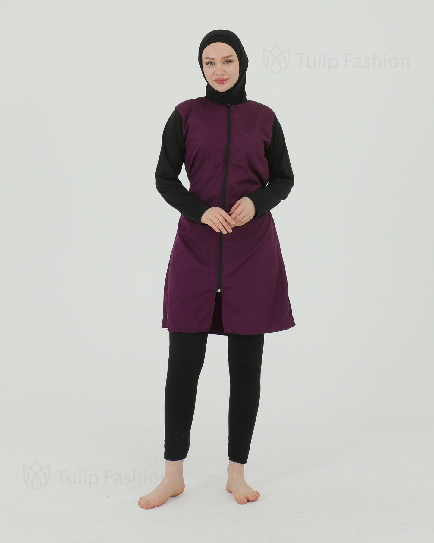 Muslim Swimsuit with hijab - Purple - 2