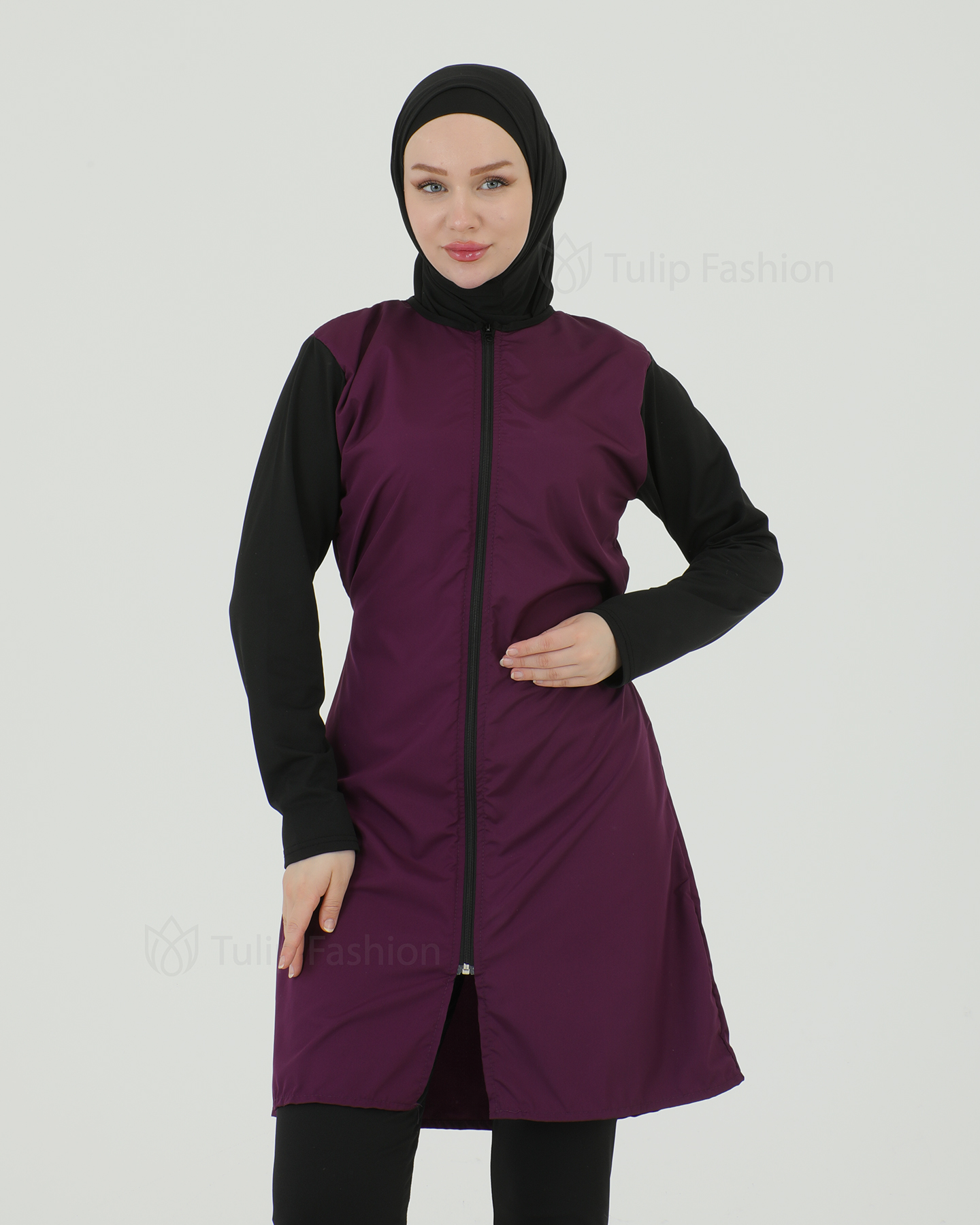 Muslim Swimsuit with hijab - Purple - 4