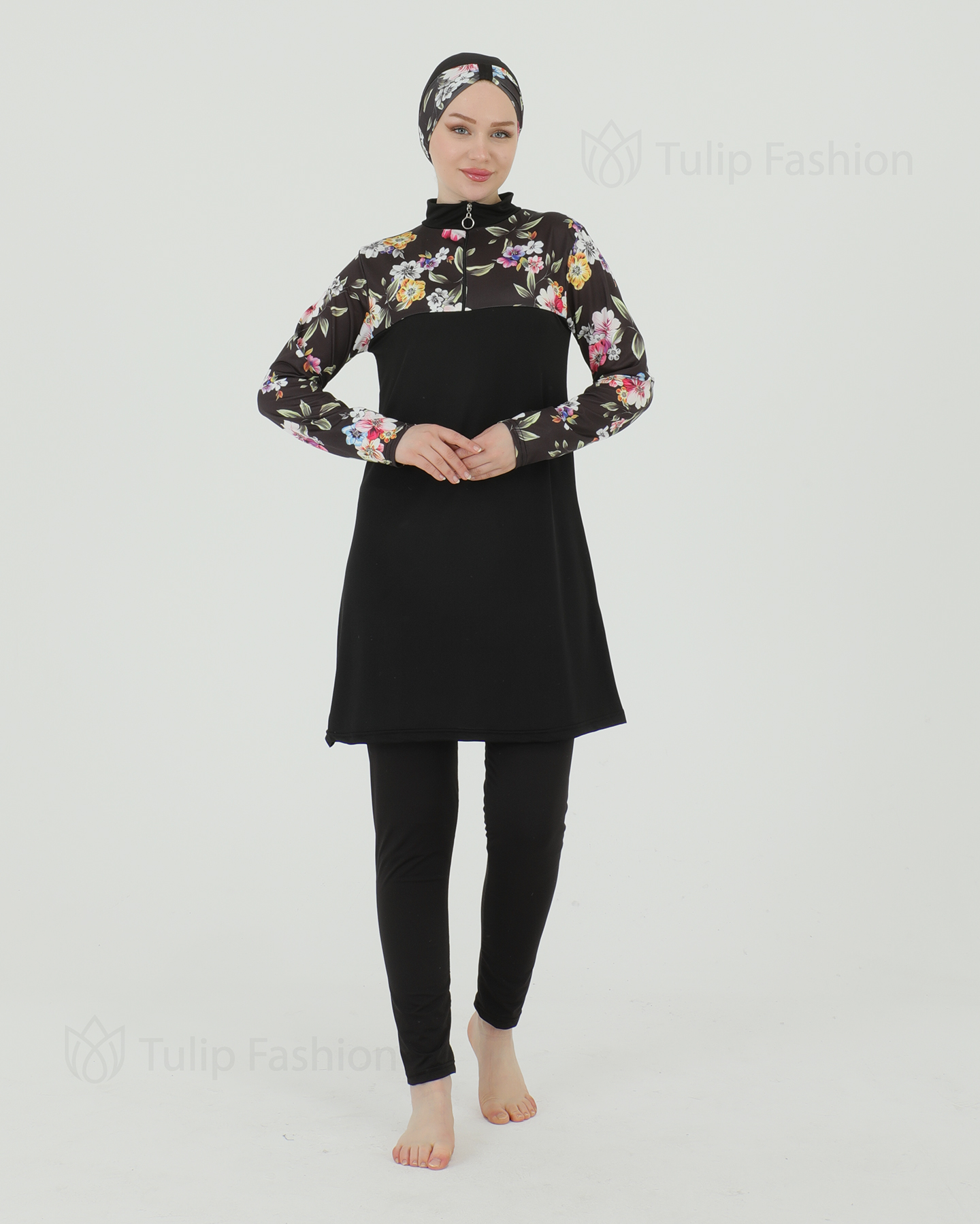Muslim Swimsuit with hijab - Black - 2