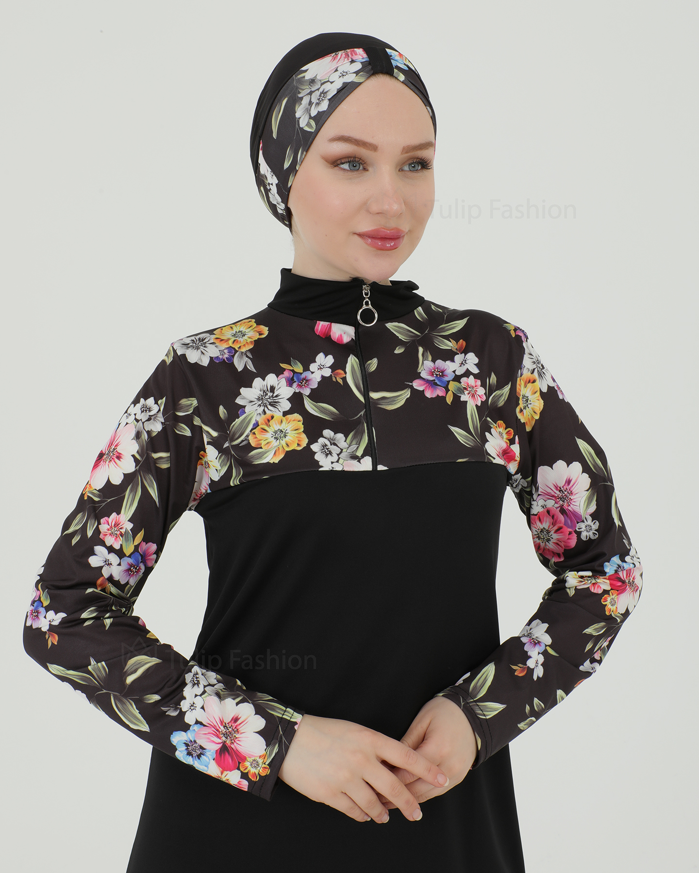 Muslim Swimsuit with hijab - Black - 7