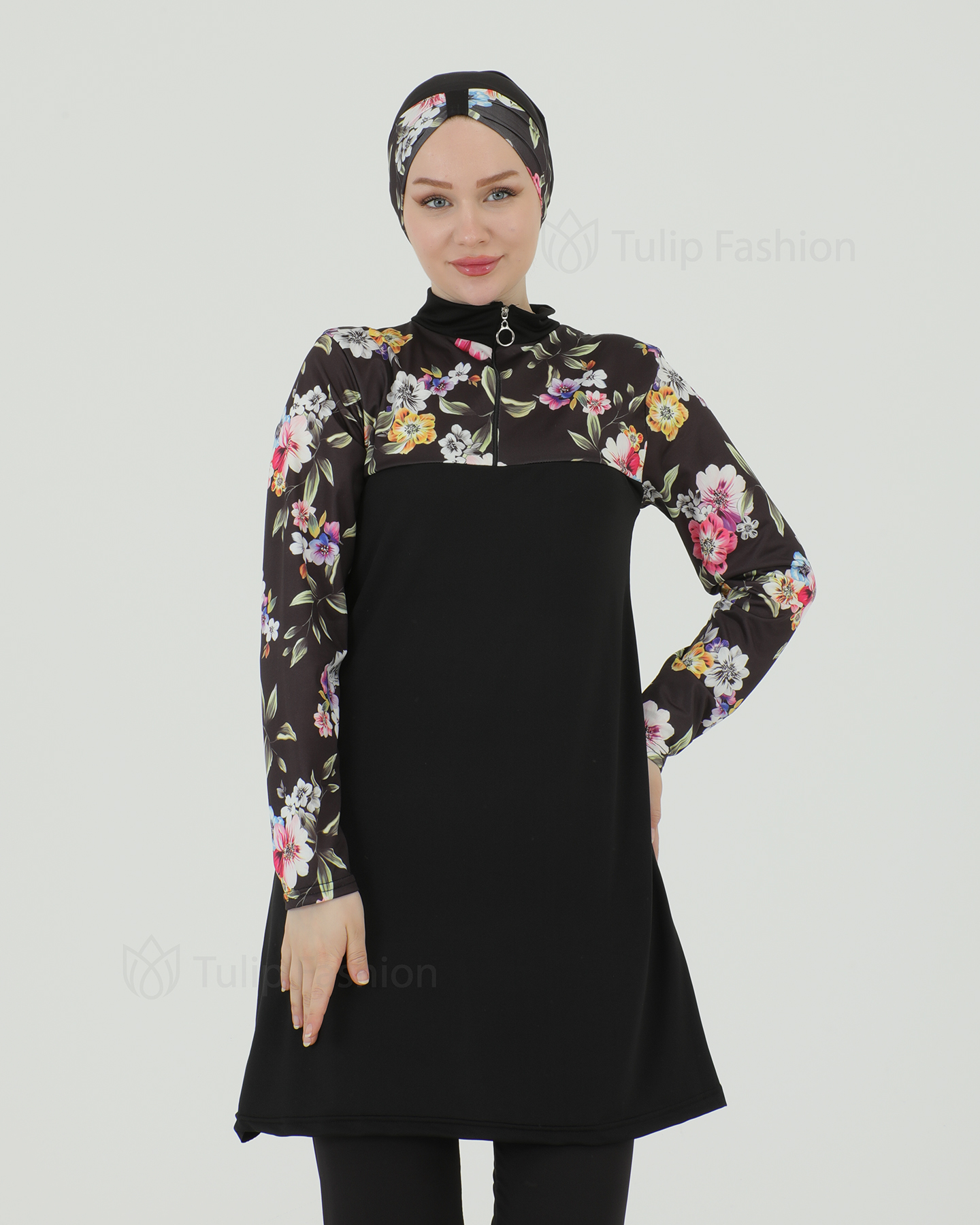 Muslim Swimsuit with hijab - Black - 5