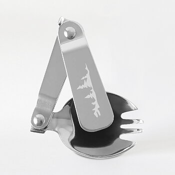 Hopfällbar Spork Rostfritt stål med skog gravering - halvväg