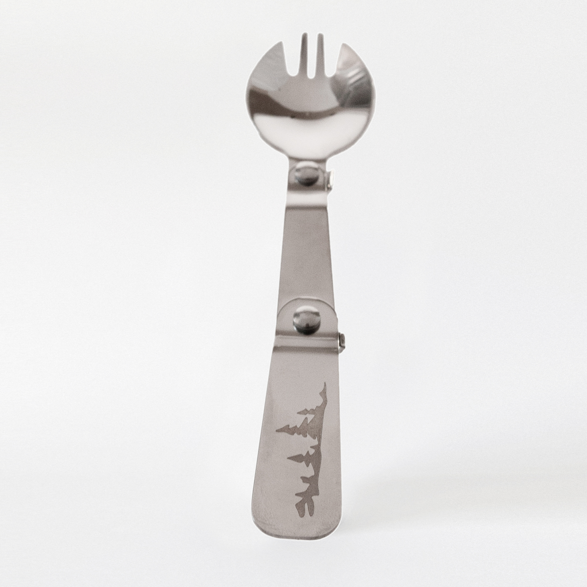 Hopfällbar Spork Rostfritt stål med skog gravering